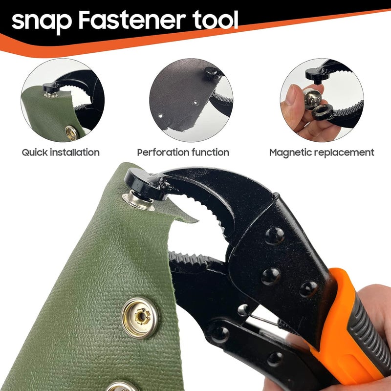 HAPDEN Heavy Duty Snap Fastener Tool kit, Punching Function, Snap Button Tool with Adjustable Setter, 15mm snap Tool with 100 Sets Boat Cover Snaps - Image 4